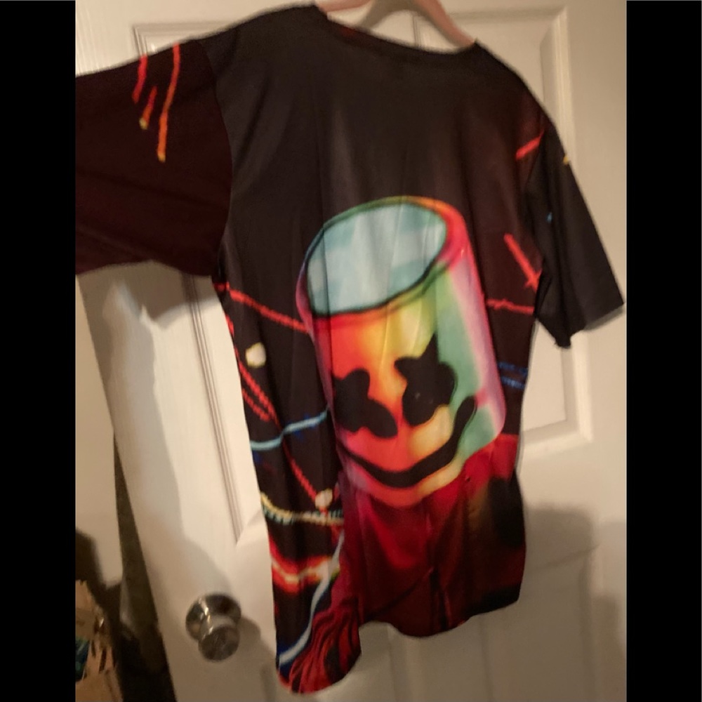 DJ Marshmallow Colorful Stretchy NEW Shirt Short-Sleeves Youth Top Size XL!